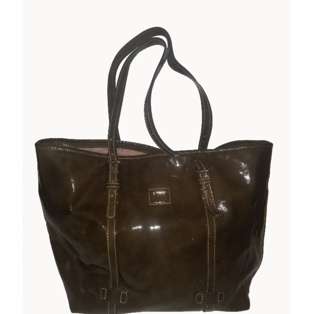 🧡Dooney & Bourke Brown Patent Leather Tote Bag